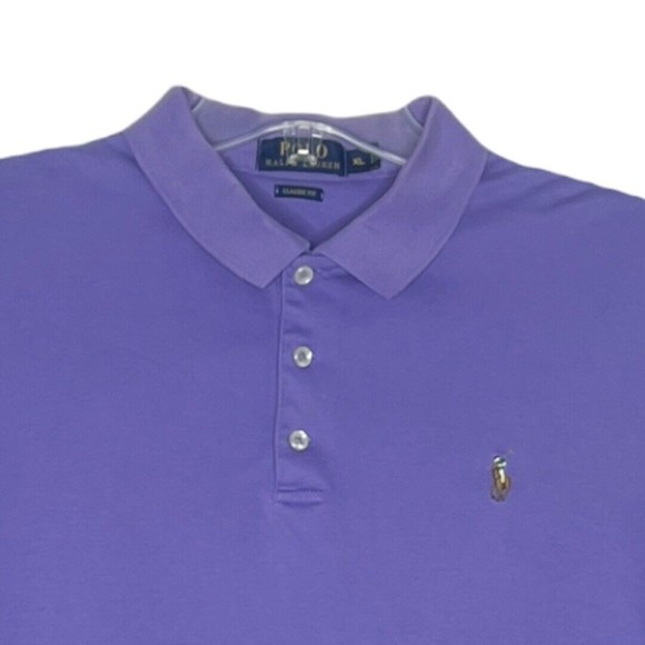 Polo Ralph Lauren Men’s Polo Shirt Solid Purple Embroidered Pony Chest Logo XL - Picture 3 of 6